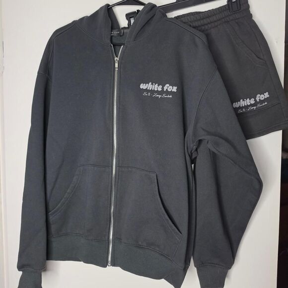 White Fox Boutique Tops - White-fox-boutique Women's Black and Grey Hoodie